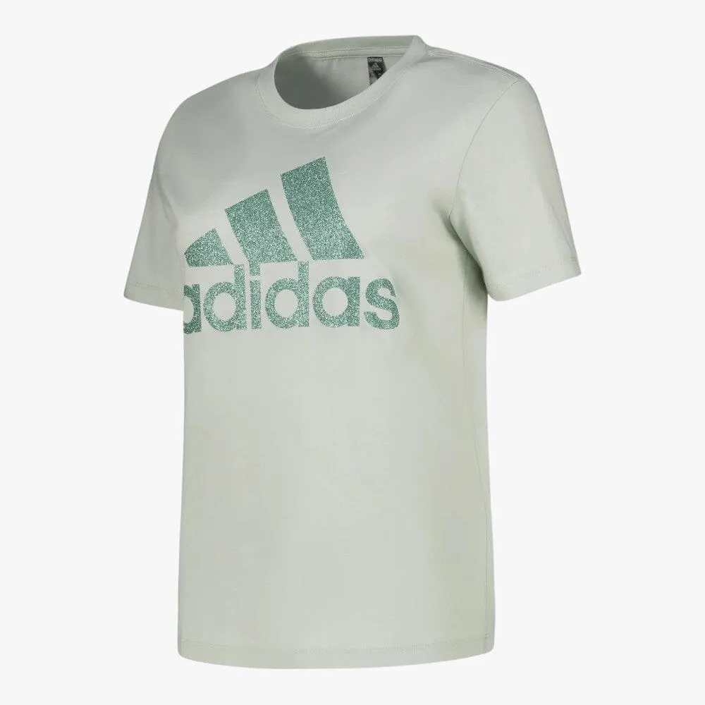 adidas Womens W Bl Foil Short Sleeve Tee Linen Green