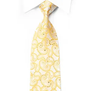 Aquascutum Rhinestone Tie Paisley On Yellow With Rhinestone Pearls