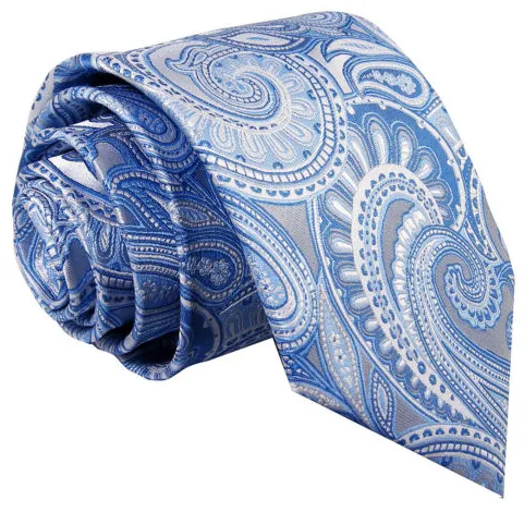 Baby Blue Paisley Silk Tie