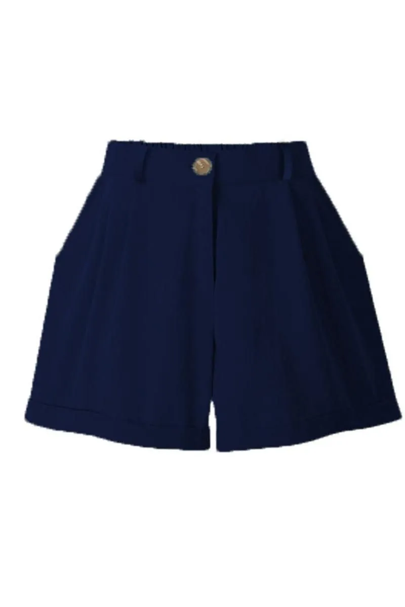 BUTTON CLOSURE CASUAL ROLLED SHORTS