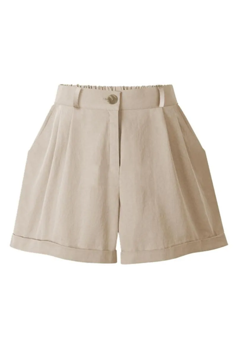 BUTTON CLOSURE CASUAL ROLLED SHORTS