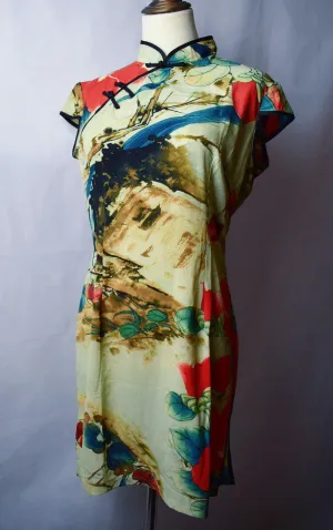 Elegant Silk QiPao/Cheongsam 100/88/100, length 85