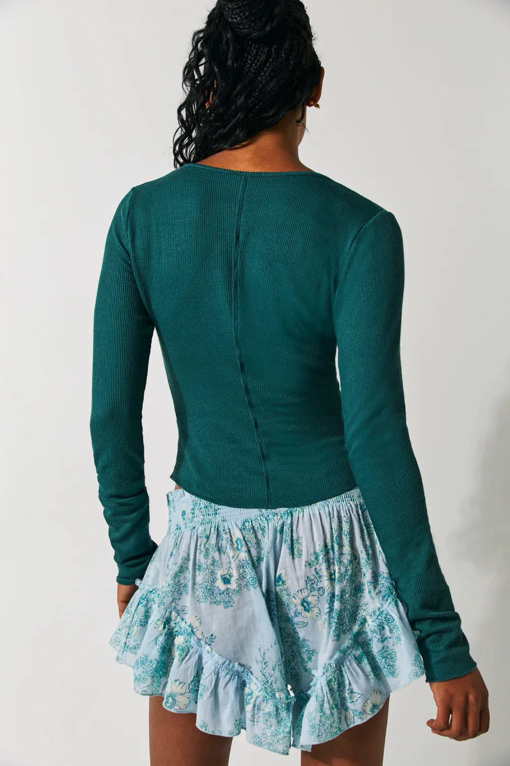 Free People Keep It Basic Layering Long Sleeve Knit  - Evergreen