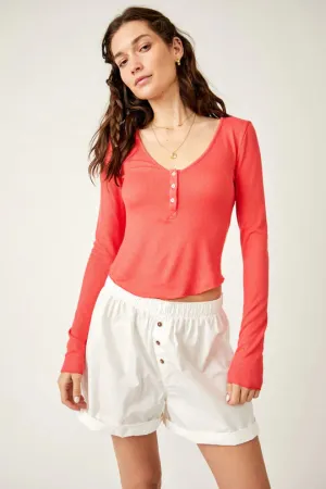 Free People Keep It Basic Layering Top  - Red Pop