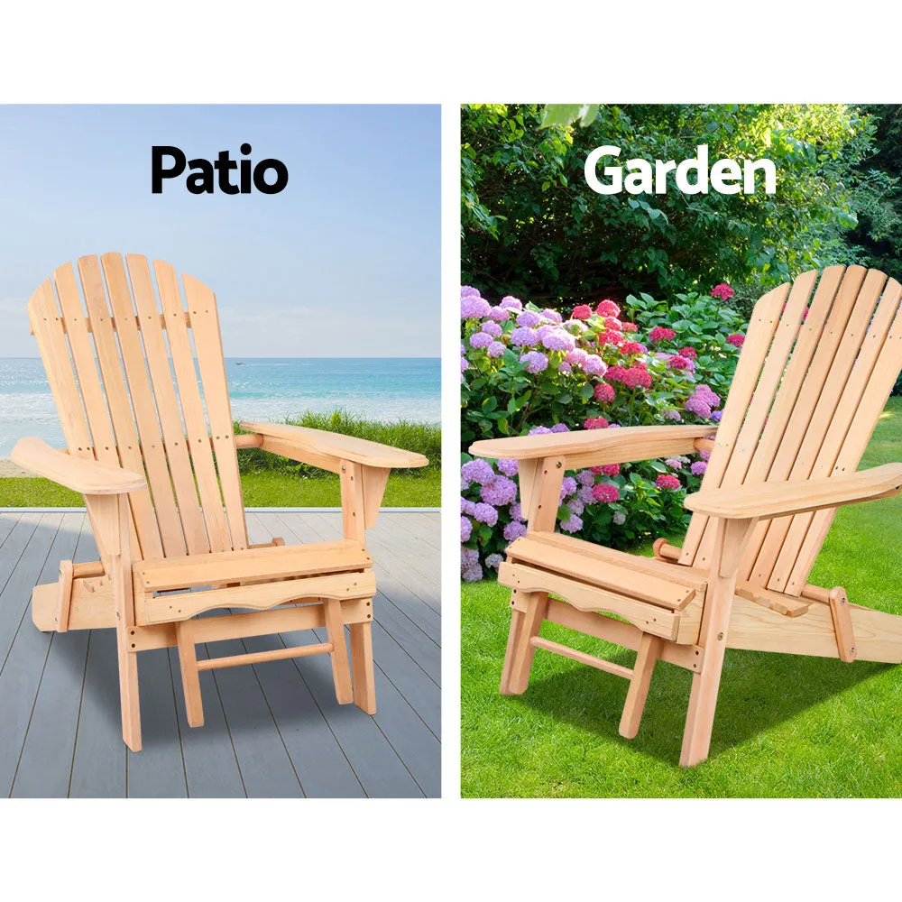 Gardeon 2 Wooden Adirondack Chairs - Natural