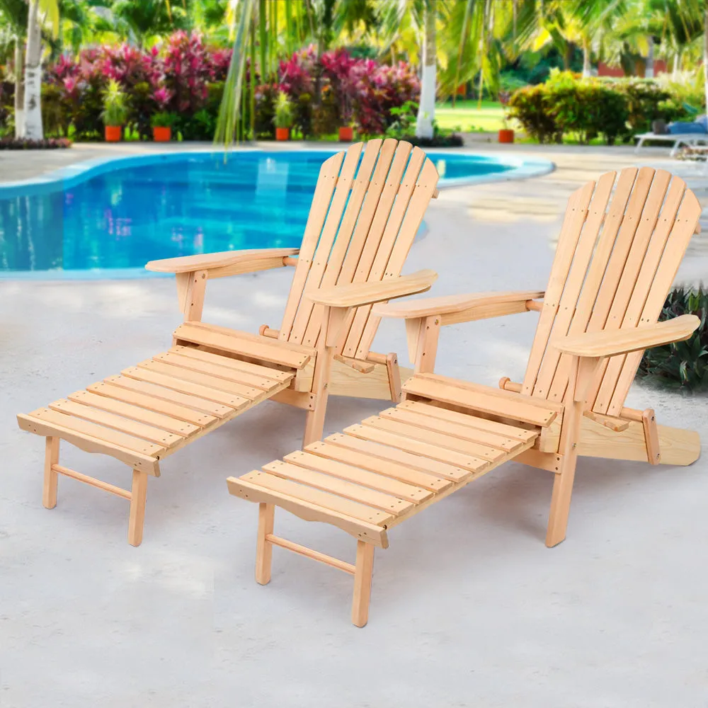 Gardeon 2 Wooden Adirondack Chairs - Natural