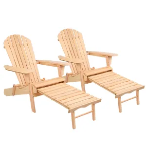 Gardeon 2 Wooden Adirondack Chairs - Natural