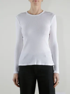 Jimmy Long-Sleeve Tee in Lightweight Rib - White