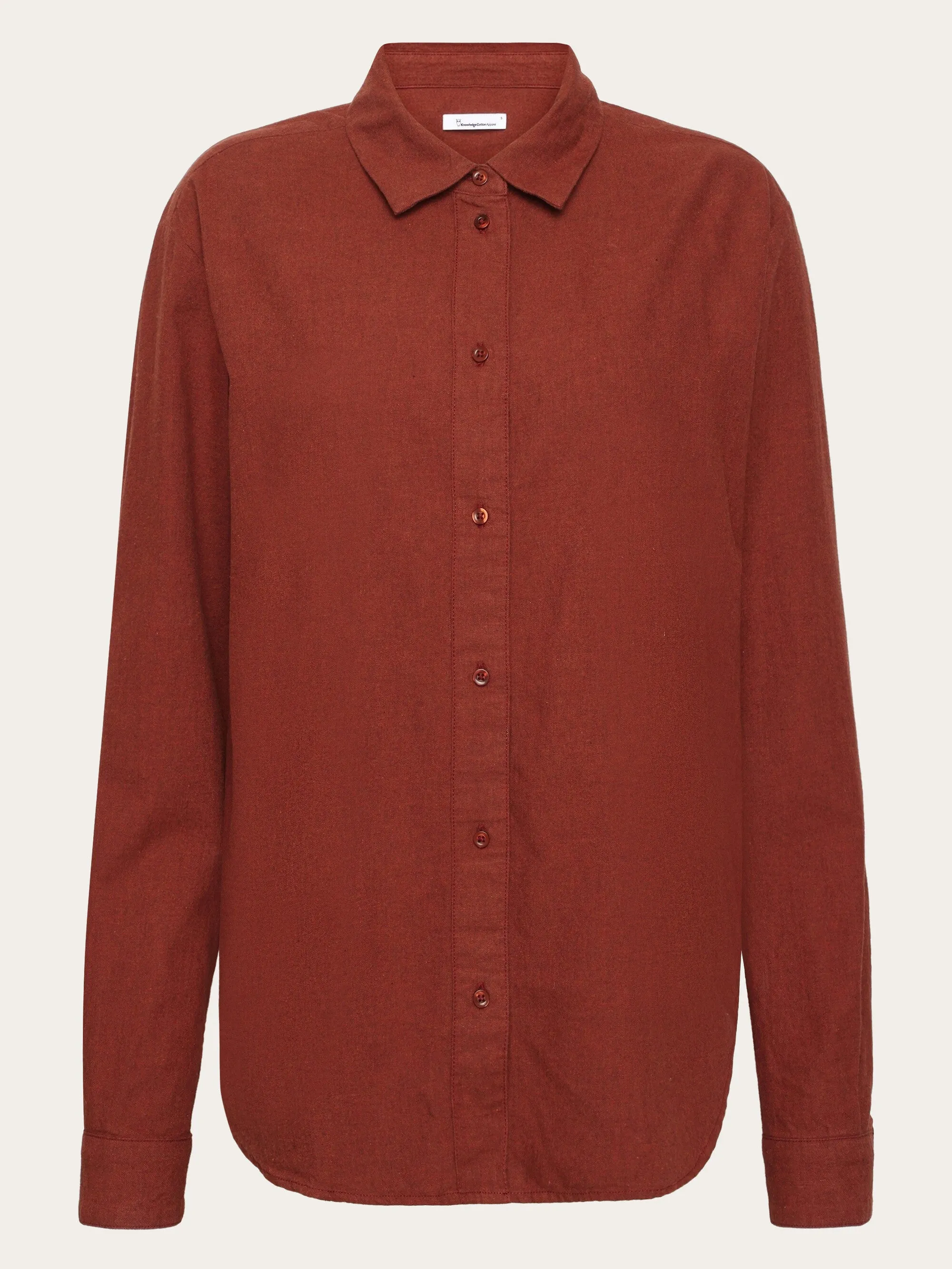 Loose flannel long sleeved shirt - Fired Brick