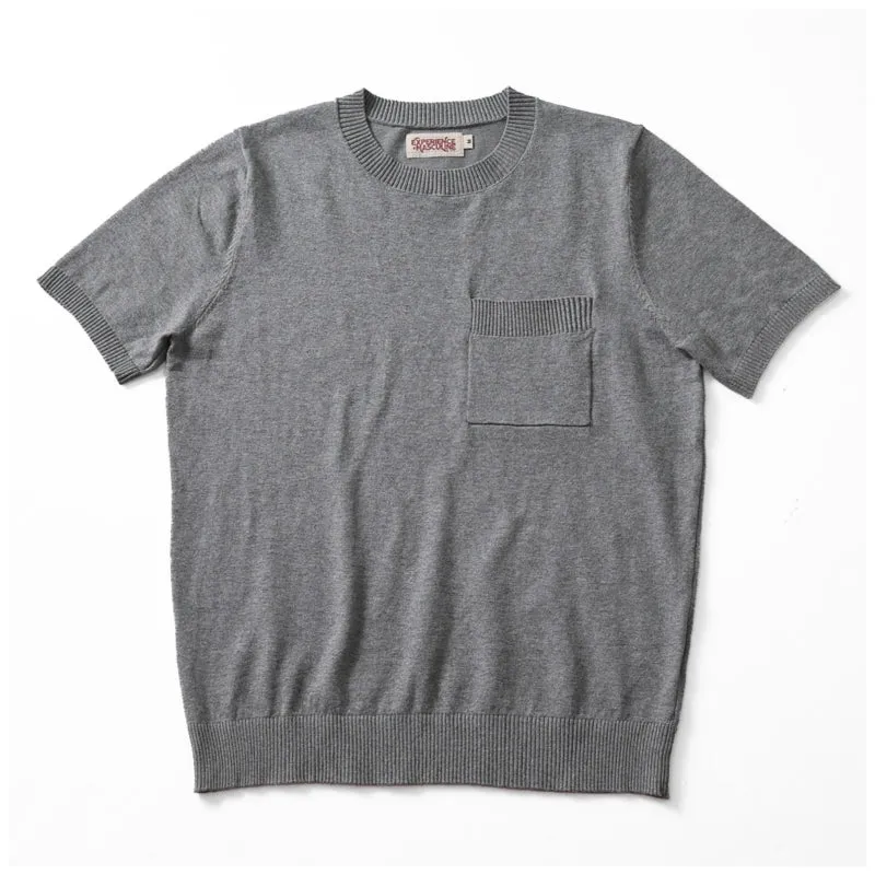 Men's Knitted Pocket T-shirt Short Sleeves