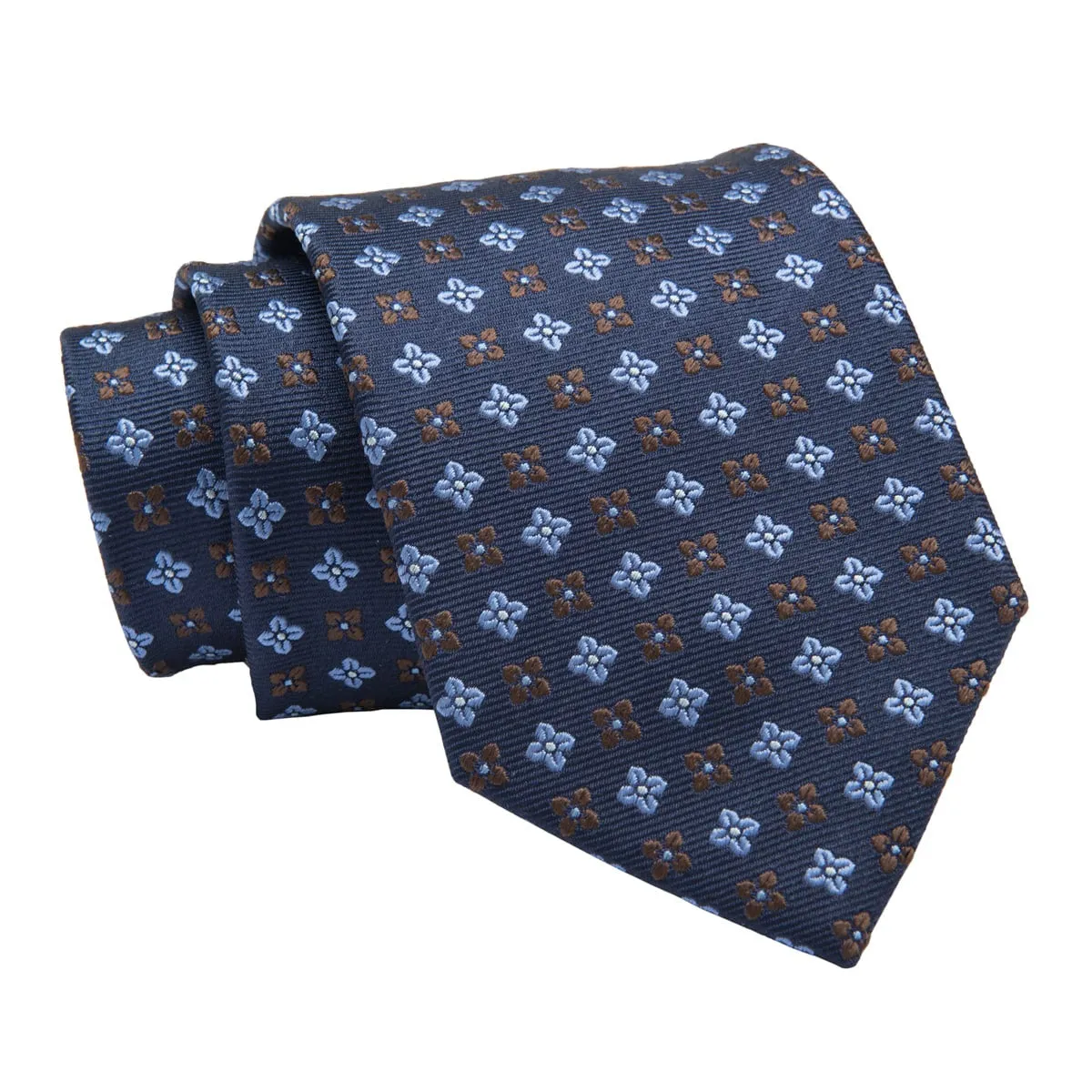 Montgomery Abstract Silk Tie, Navy / Light Blue / Brown