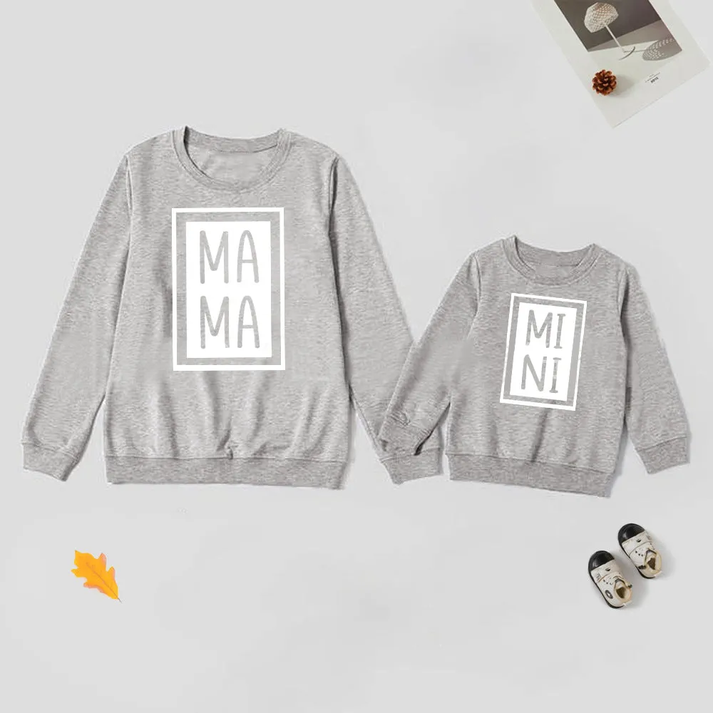 Mother and Daughter Gray, Black And White Three-color Sweatshirts