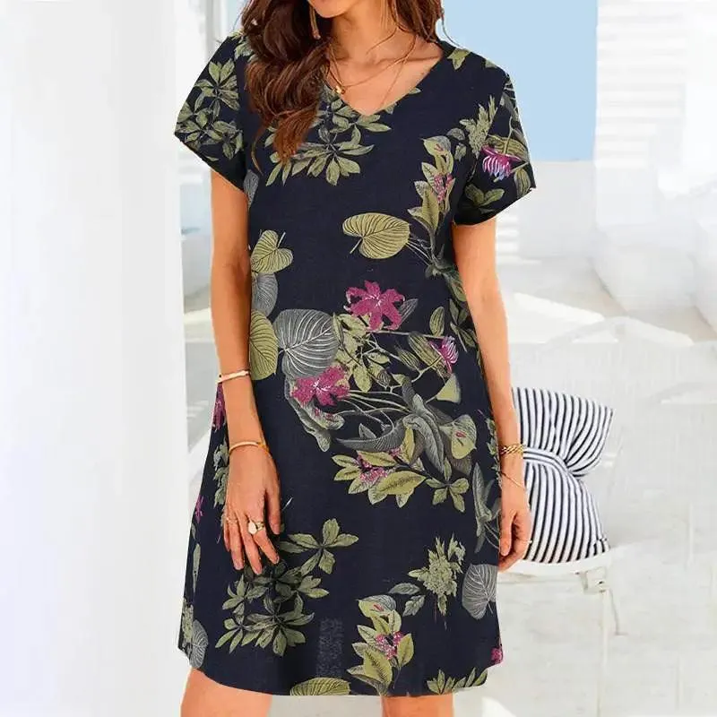 Retro Cotton And Linen Beach Dress Women