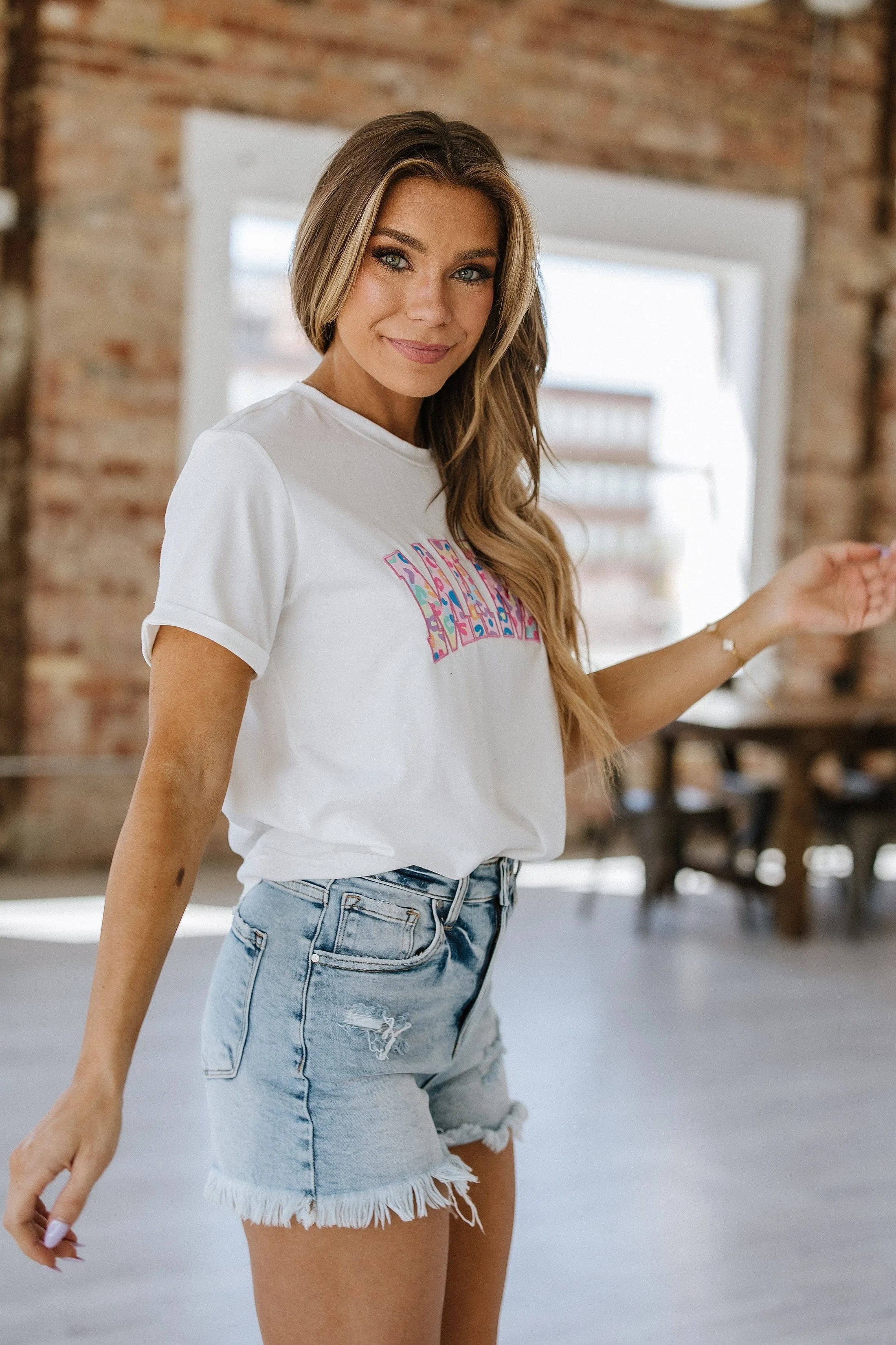 SALE - Leopard Embroidered Mama Graphic Tee | S-2XL