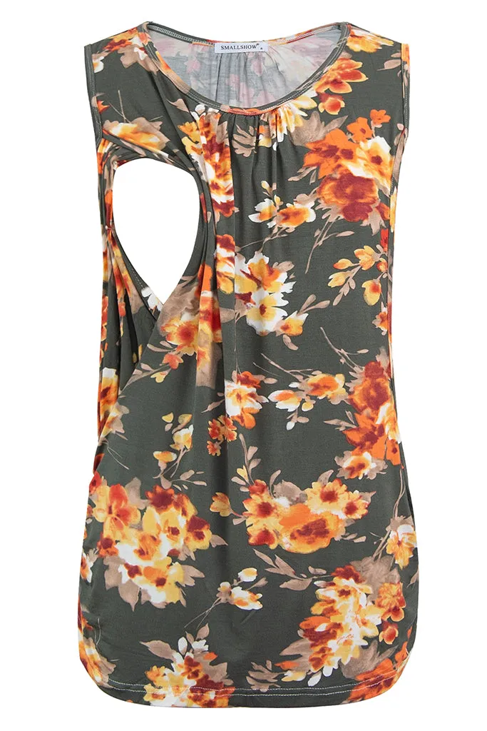 Smallshow Sleeveless Floral Maternity Nursing Tank Tops