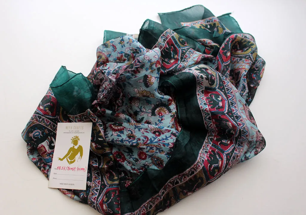 Summer Silk Square Scarves Printed with Colorful Pattern