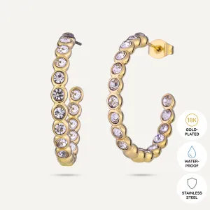 Vibes | Crystal Pavé Hoop Post Earrings | 18K Gold-Plated